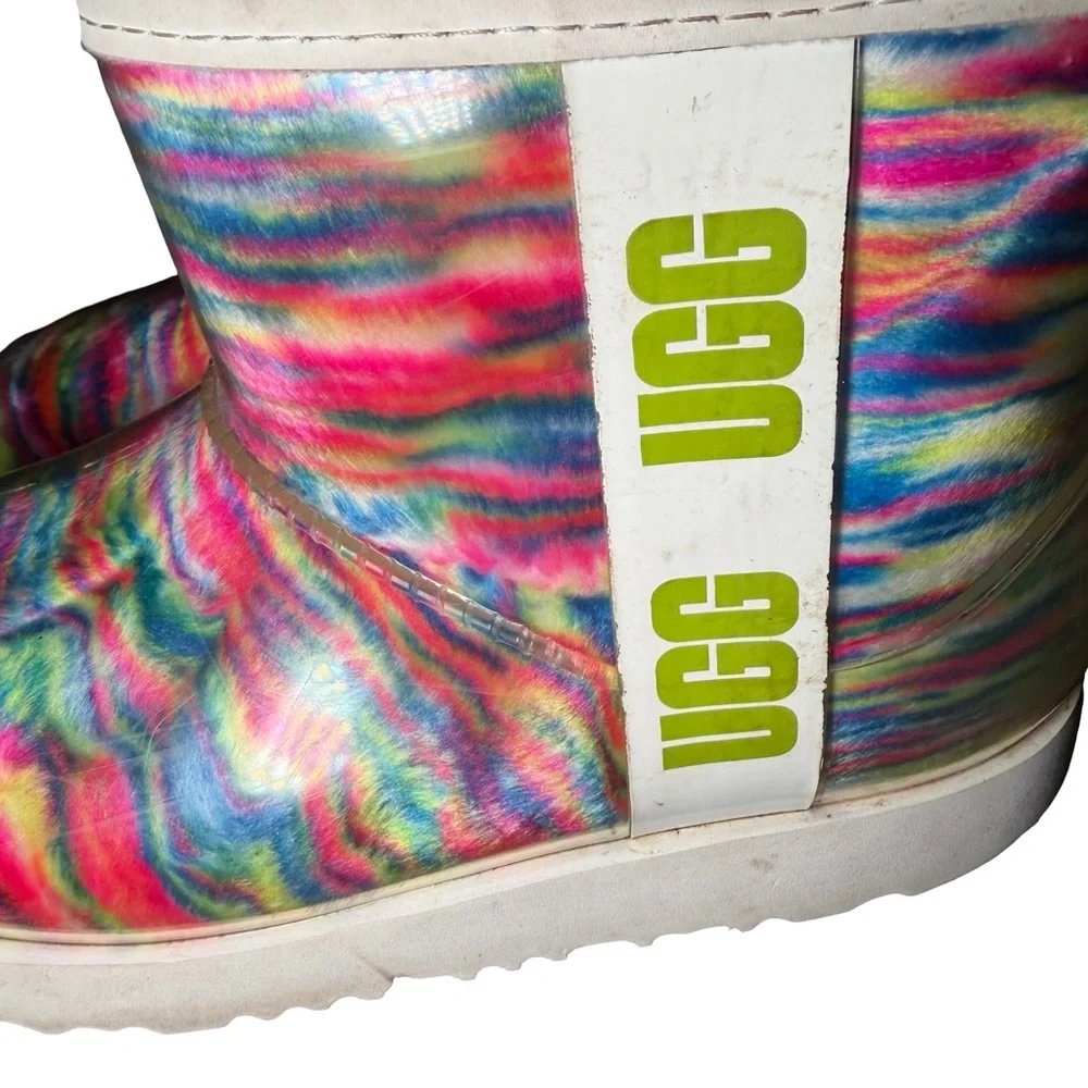 UGG Classic Clear Mini Pixelate Waterproof Shearling Rainbow Boots